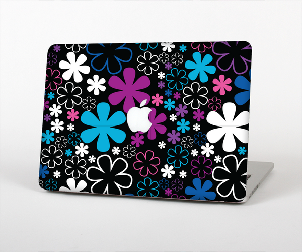 The Vibrant Pink & Blue Vector Floral Skin Set for the Apple MacBook Pro 13" with Retina Display