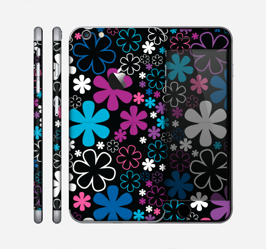 The Vibrant Pink & Blue Vector Floral Skin for the Apple iPhone 6 Plus