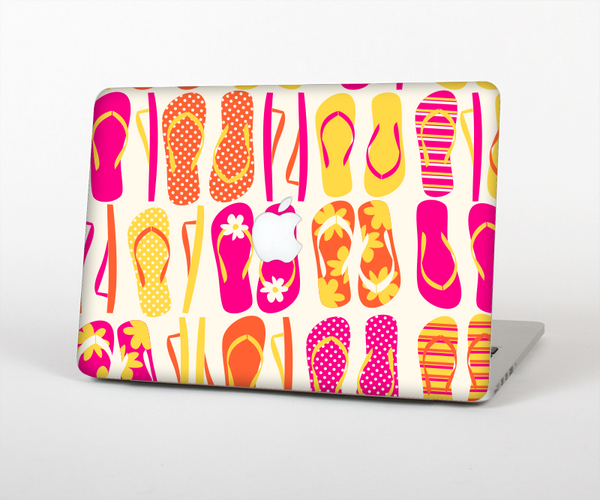 The Vibrant Pink & Yellow Flip-Flop Vector Skin Set for the Apple MacBook Pro 13" with Retina Display