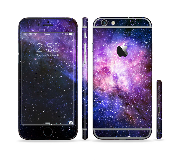 The Vibrant Purple and Blue Nebula Sectioned Skin Series for the Apple iPhone 6 Plus
