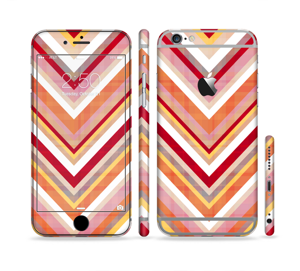 The Vibrant Red & Yellow Sharp Layered Chevron Pattern Sectioned Skin Series for the Apple iPhone 6
