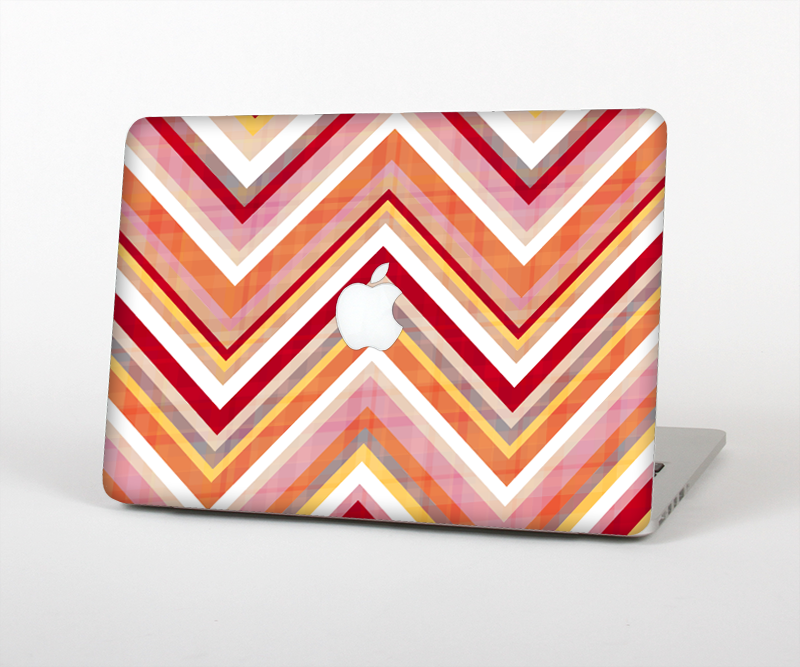 The Vibrant Red & Yellow Sharp Layered Chevron Pattern Skin Set for the Apple MacBook Pro 13" with Retina Display