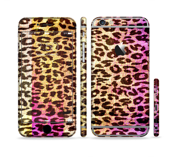The Vibrant Striped Cheetah Animal Print Sectioned Skin Series for the Apple iPhone 6