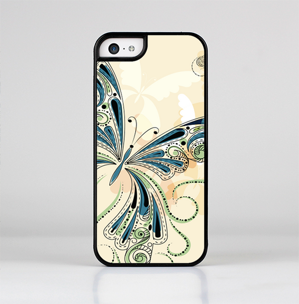 The Vibrant Tan & Blue Butterfly Outline Skin-Sert for the Apple iPhone 5c Skin-Sert Case