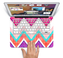 The Vibrant Teal & Colored Chevron Pattern V1 Skin Set for the Apple MacBook Pro 13" with Retina Display