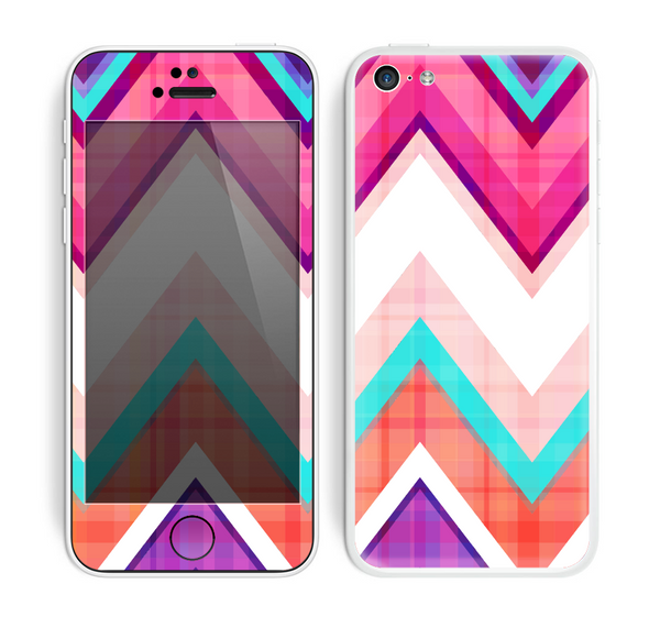 The Vibrant Teal & Colored Chevron Pattern V1 Skin for the Apple iPhone 5c