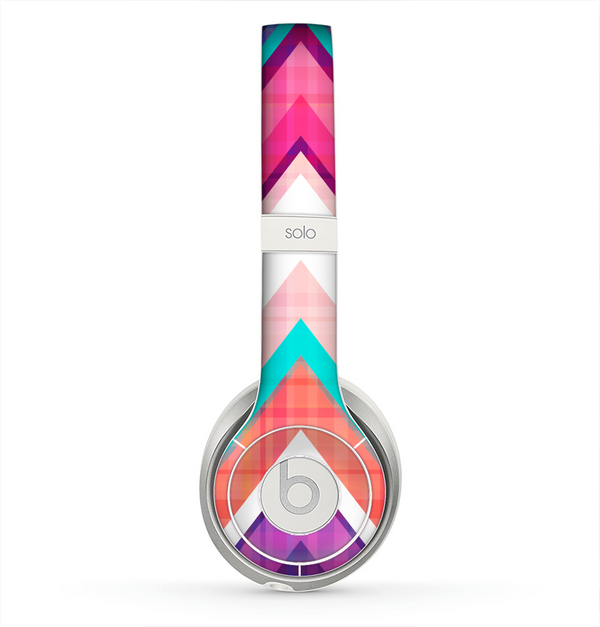 The Vibrant Teal & Colored Chevron Pattern V1 Skin for the Beats by Dre Solo 2 Headphones