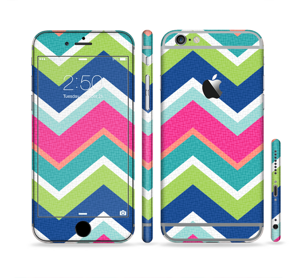 The Vibrant Teal & Colored Layered Chevron V3 Sectioned Skin Series for the Apple iPhone 6 Plus