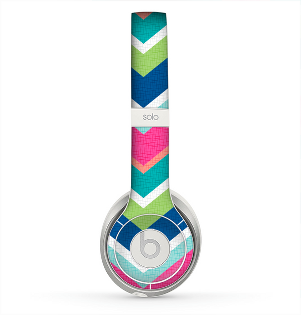 The Vibrant Teal & Colored Layered Chevron V3 Skin for the Beats by Dre Solo 2 Headphones