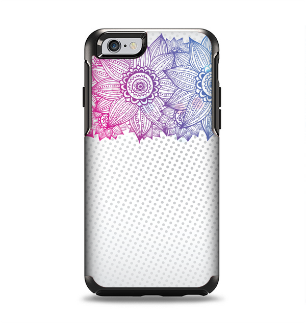 The Vibrant Vintage Polka & Sketch Pink-Blue Floral Apple iPhone 6 Otterbox Symmetry Case Skin Set