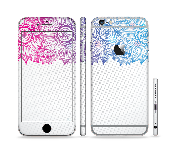 The Vibrant Vintage Polka & Sketch Pink-Blue Floral Sectioned Skin Series for the Apple iPhone 6 Plus