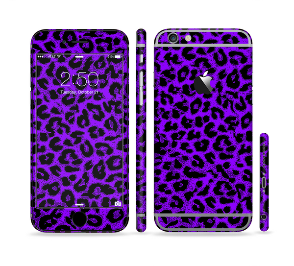 The Vibrant Violet Leopard Print Sectioned Skin Series for the Apple iPhone 6