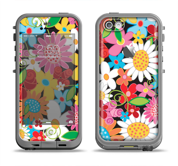 The Vibrant vector Flower Petals Apple iPhone 5c LifeProof Fre Case Skin Set