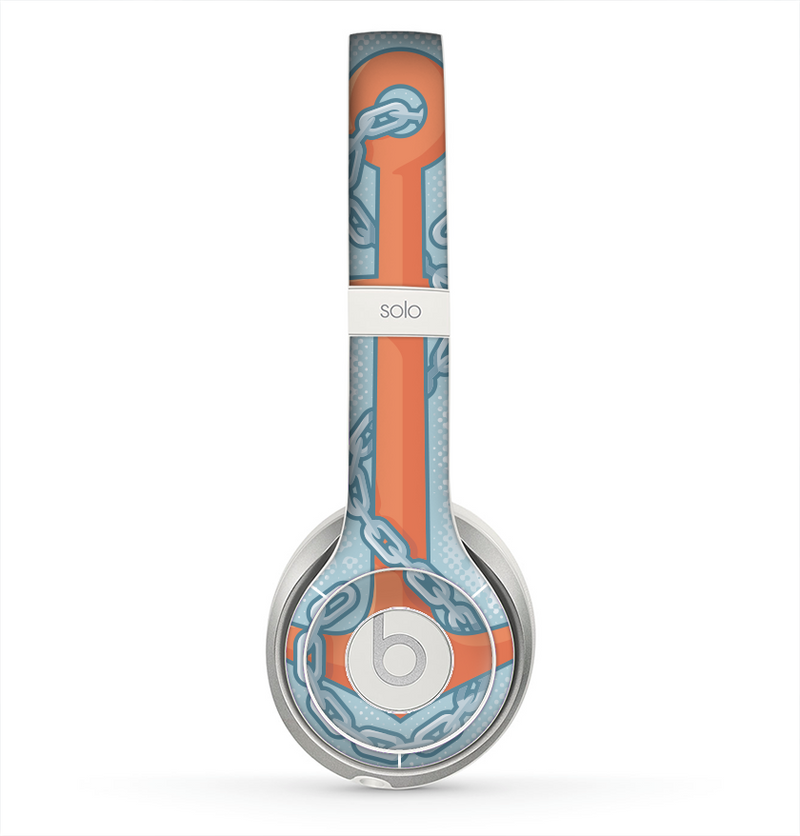 The Vinatge Blue Striped & Chained Anchor Skin for the Beats by Dre Solo 2 Headphones