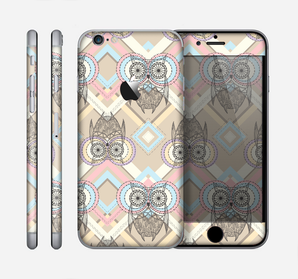 The Vintage Abstract Owl Tan Pattern Skin for the Apple iPhone 6