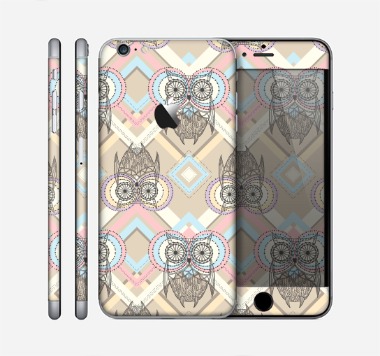 The Vintage Abstract Owl Tan Pattern Skin for the Apple iPhone 6 Plus