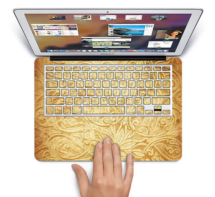The Vintage Antique Gold Grunge Pattern Skin Set for the Apple MacBook Pro 13" with Retina Display
