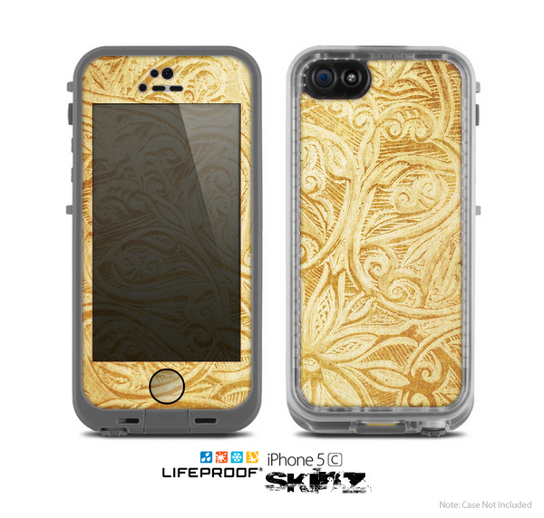 The Vintage Antique Gold Grunge Pattern Skin for the Apple iPhone 5c LifeProof Case