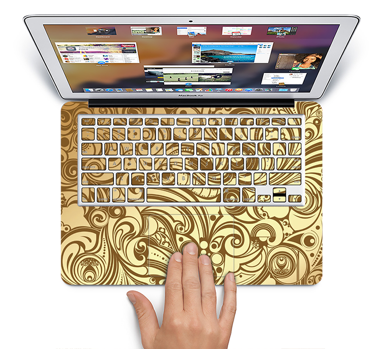 The Vintage Antique Gold Vector Pattern Skin Set for the Apple MacBook Pro 13" with Retina Display