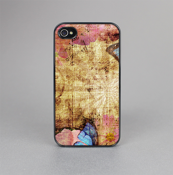 The Vintage Blue Butterfly Background Skin-Sert for the Apple iPhone 4-4s Skin-Sert Case