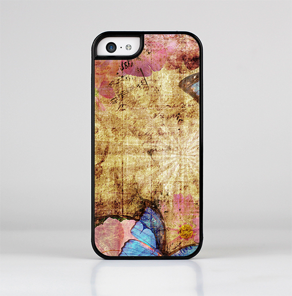 The Vintage Blue Butterfly Background Skin-Sert for the Apple iPhone 5c Skin-Sert Case