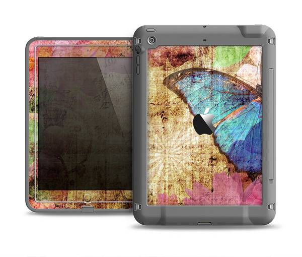 The Vintage Blue Butterfly Background Apple iPad Air LifeProof Fre Case Skin Set