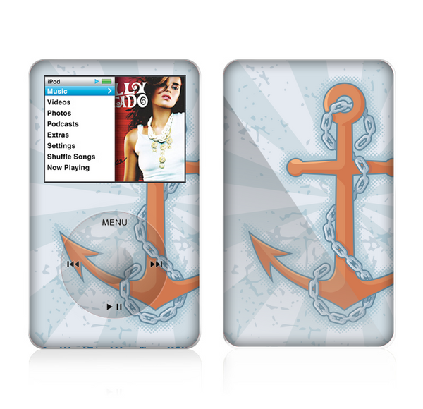The Vintage Blue Striped & Chained Anchor Skin For The Apple iPod Classic