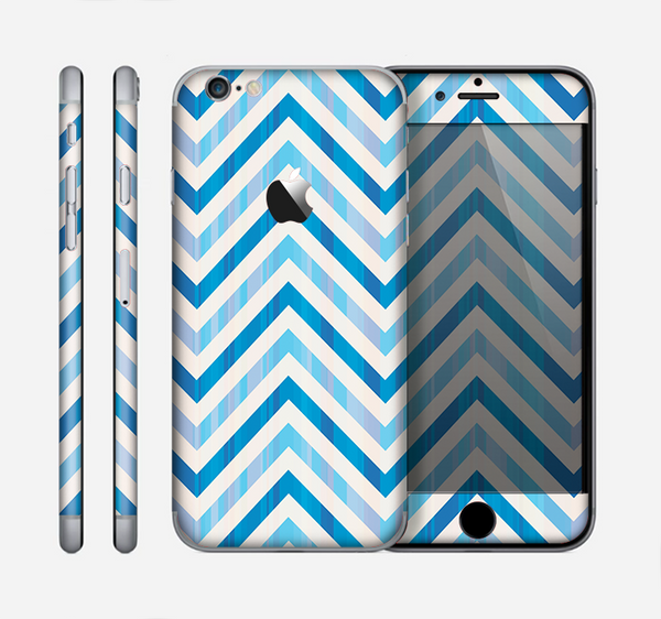 The Vintage Blue Striped Chevron Pattern V4 Skin for the Apple iPhone 6