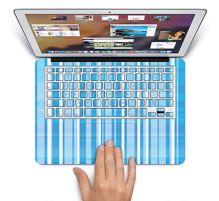 The Vintage Blue Striped Pattern V4 Skin Set for the Apple MacBook Pro 13" with Retina Display