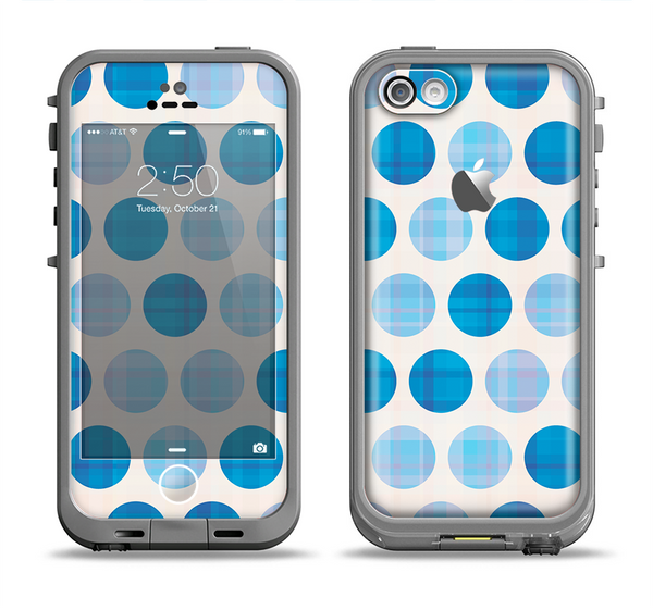 The Vintage Blue Striped Polka Dot Pattern V4 Apple iPhone 5c LifeProof Fre Case Skin Set