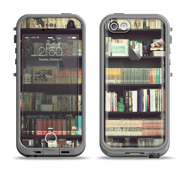 The Vintage Bookcase V2 Apple iPhone 5c LifeProof Fre Case Skin Set