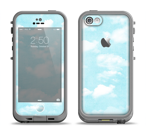 The Vintage Cloudy Skies Apple iPhone 5c LifeProof Fre Case Skin Set