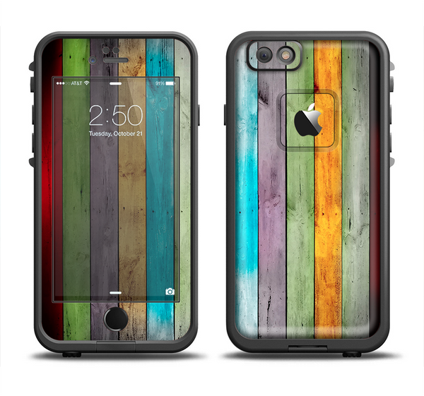 The Vintage Colored Wooden Planks Apple iPhone 6 LifeProof Fre Case Skin Set