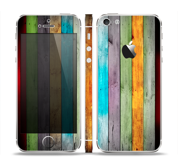 The Vintage Colored Wooden Planks Skin Set for the Apple iPhone 5