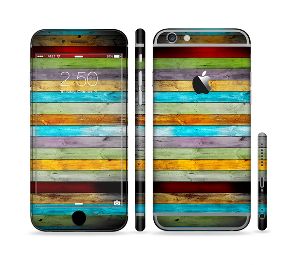 The Vintage Colored Wooden Planks Sectioned Skin Series for the Apple iPhone 6