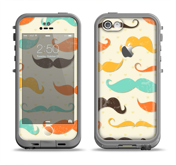 The Vintage Colorful Mustaches Apple iPhone 5c LifeProof Fre Case Skin Set