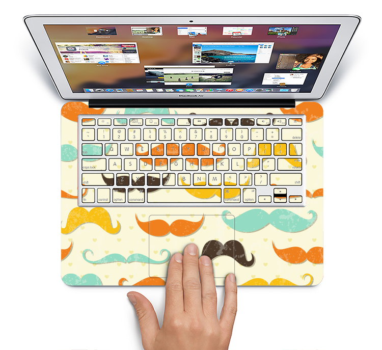 The Vintage Colorful Mustaches Skin Set for the Apple MacBook Pro 15" with Retina Display