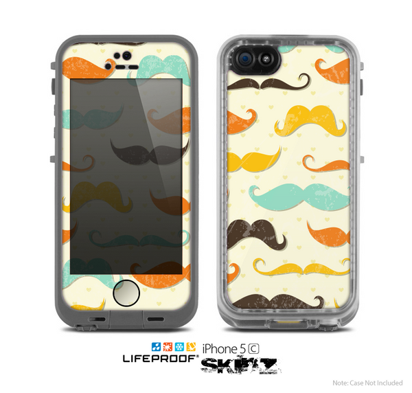 The Vintage Colorful Mustaches Skin for the Apple iPhone 5c LifeProof Case
