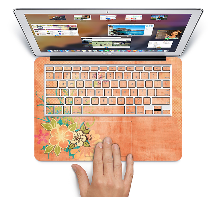 The Vintage Coral Floral Skin Set for the Apple MacBook Pro 15" with Retina Display