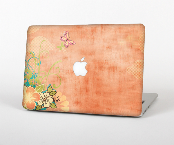 The Vintage Coral Floral Skin Set for the Apple MacBook Pro 15" with Retina Display