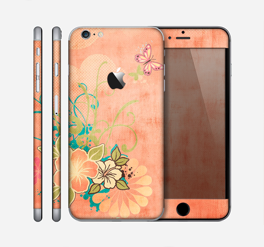 The Vintage Coral Floral Skin for the Apple iPhone 6 Plus