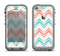 The Vintage Coral & Teal Abstract Chevron Pattern Apple iPhone 5c LifeProof Fre Case Skin Set