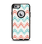 The Vintage Coral & Teal Abstract Chevron Pattern Apple iPhone 6 Otterbox Defender Case Skin Set