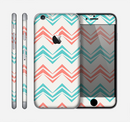 The Vintage Coral & Teal Abstract Chevron Pattern Skin for the Apple iPhone 6