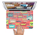 The Vintage Coral and Neon Mustaches Skin Set for the Apple MacBook Pro 13" with Retina Display