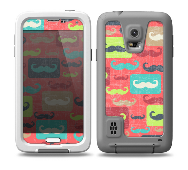The Vintage Coral and Neon Mustaches Skin Samsung Galaxy S5 frē LifeProof Case