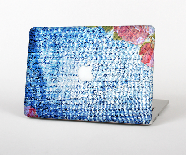 The Vintage Denim & Pink Floral Skin Set for the Apple MacBook Pro 13" with Retina Display