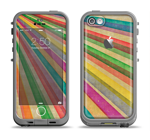 The Vintage Downward Ray of Colors Apple iPhone 5c LifeProof Fre Case Skin Set