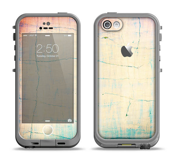 The Vintage Faded Colors with Cracks Apple iPhone 5c LifeProof Fre Case Skin Set