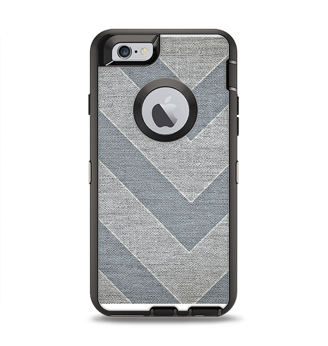 The Vintage Gray Textured Chevron Pattern Wide V3 Apple iPhone 6 Otterbox Defender Case Skin Set